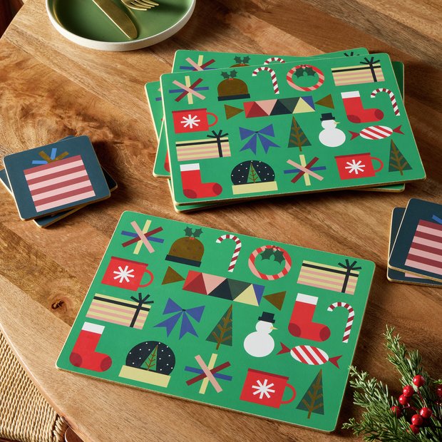Habitat festive icons placemat and coaster set from the UK