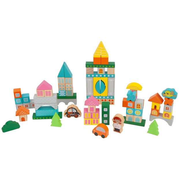 Chad Valley wooden city blockset with 80 pieces - British product