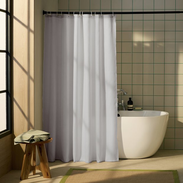 Argos Home waffle shower curtain grey 180x180cm, imported from the UK