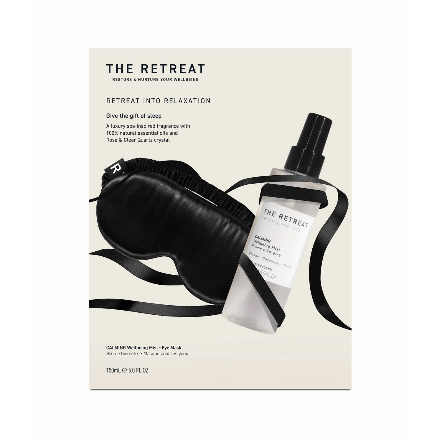 The Retreat sleep gift set with calming mist and eye mask - British product
