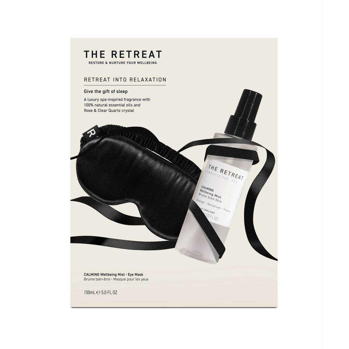 The Retreat sleep gift set with calming mist and eye mask - British product