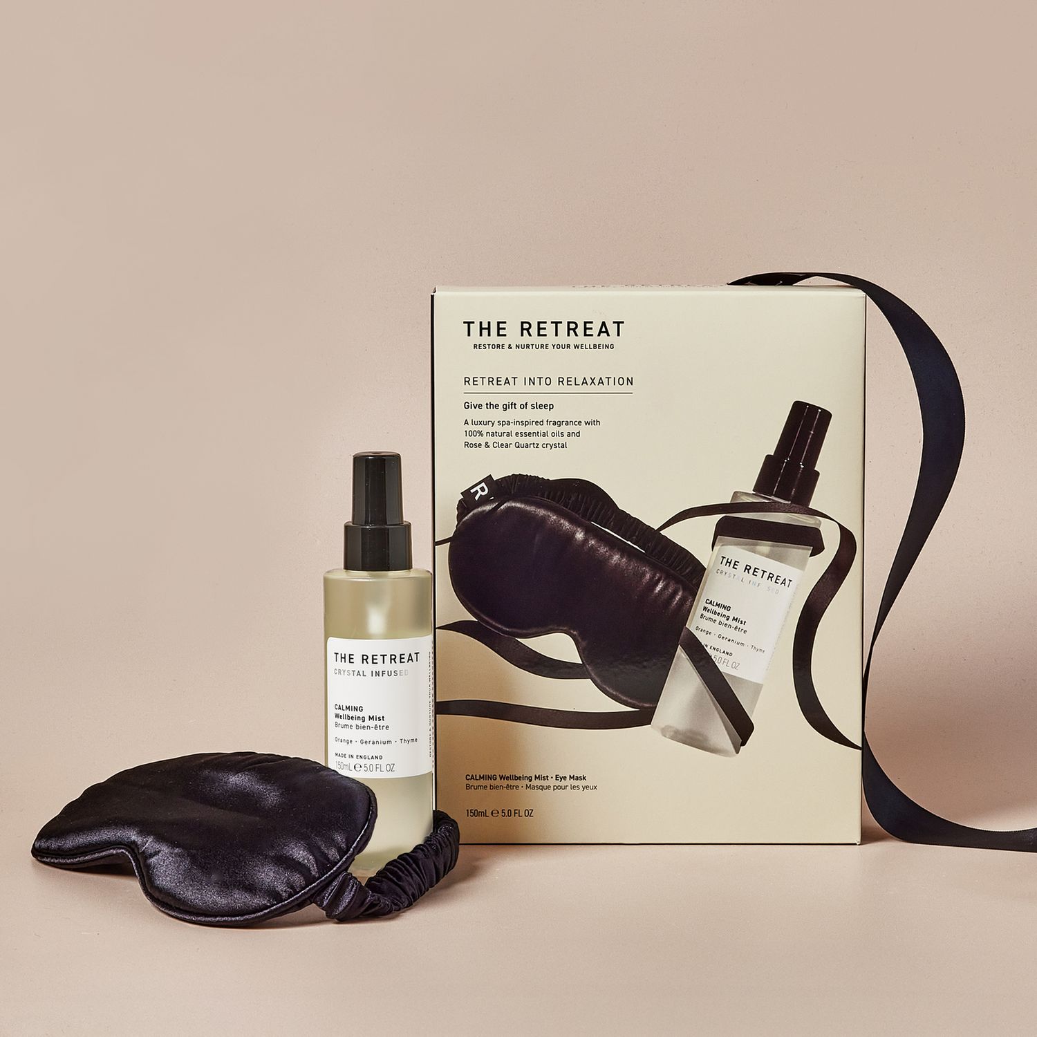 The Retreat sleep gift set with calming mist and eye mask - British product