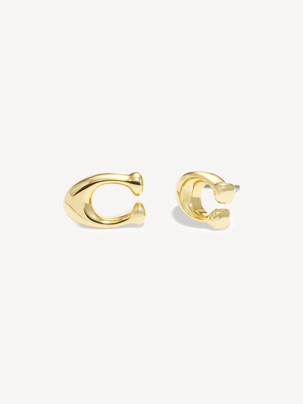 COACH gold tone C stud earrings, UK version