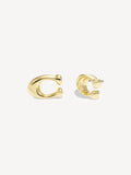 COACH gold tone C stud earrings, UK version