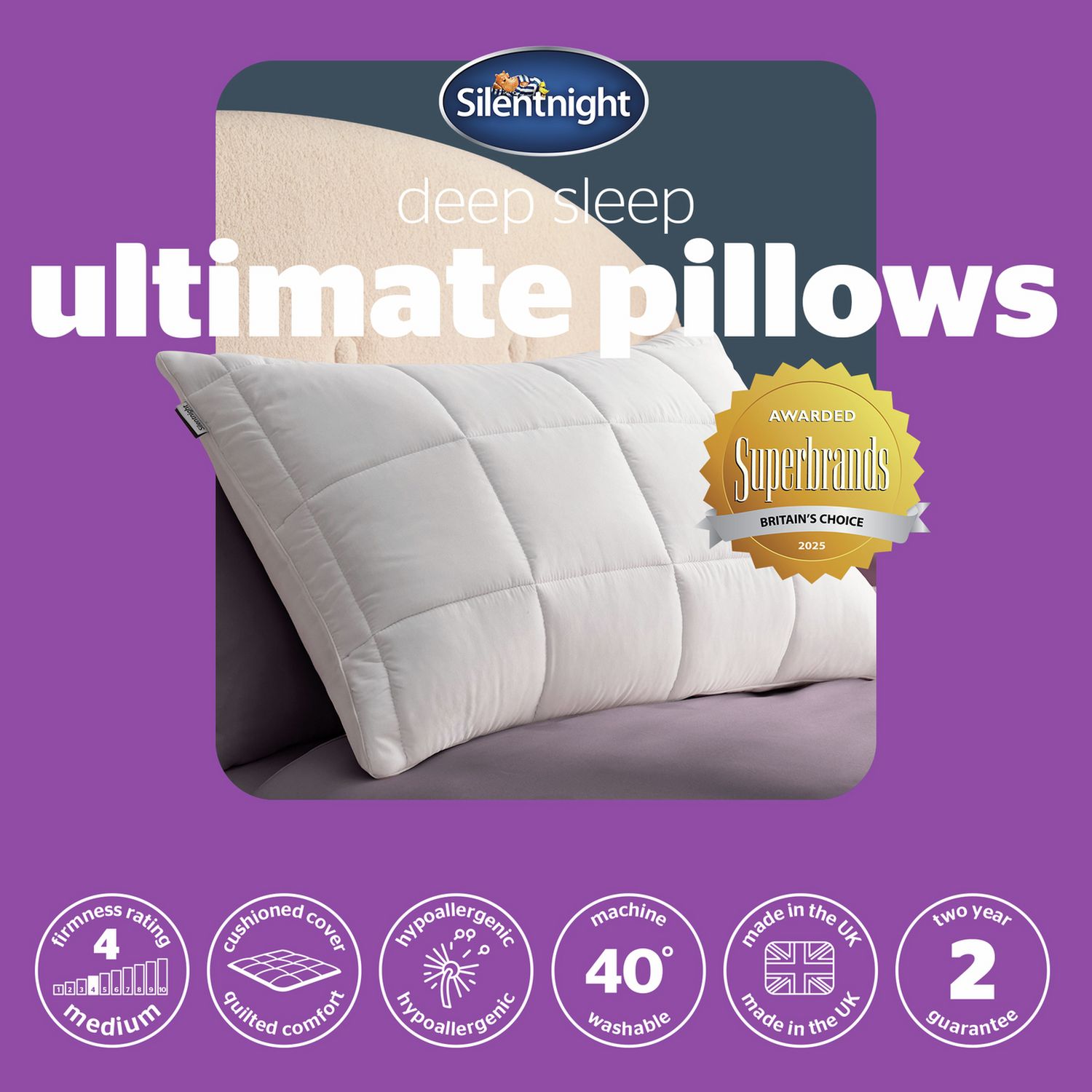 Silentnight Deep Sleep Ultimate Medium Pillow, UK version