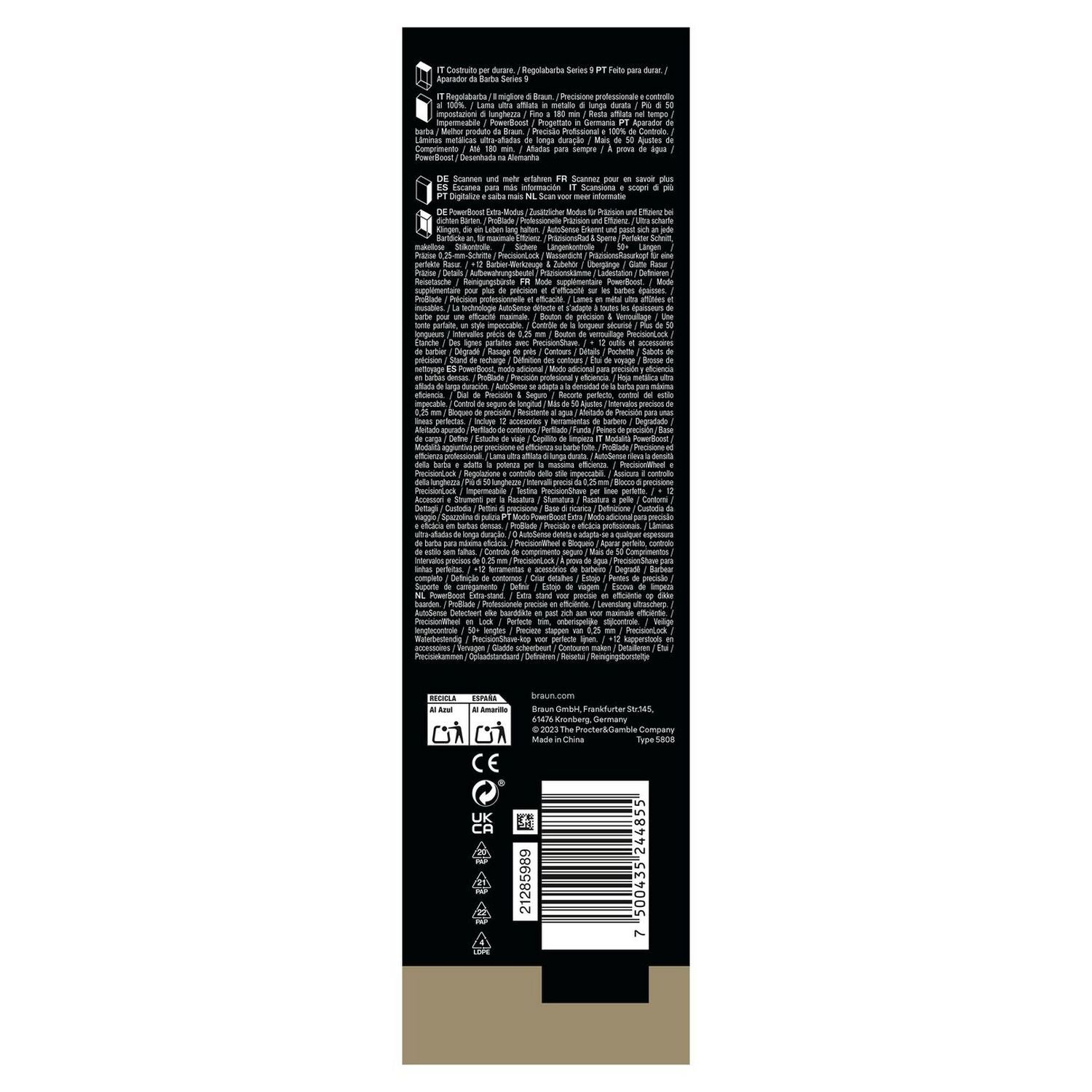 Braun BT 9560 Series 9 Cordless Beard Trimmer, UK version