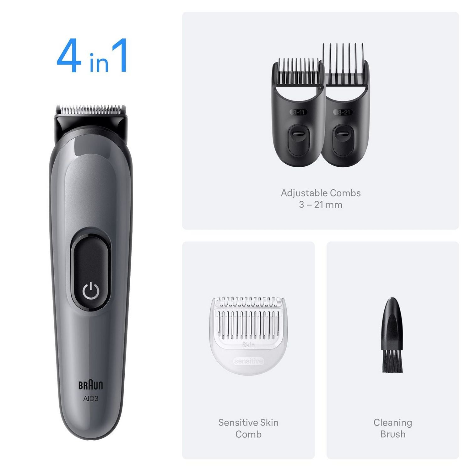 Braun AIO3500 4in1 beard and hair clipper (British brand)