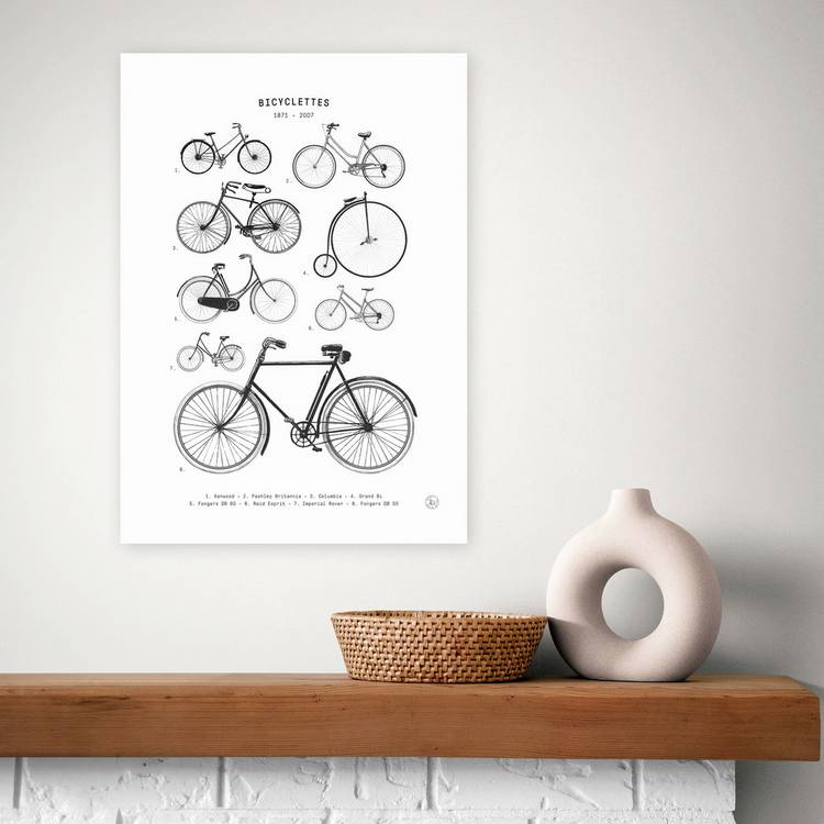 East End Prints Bicyclettes art print A3, UK version