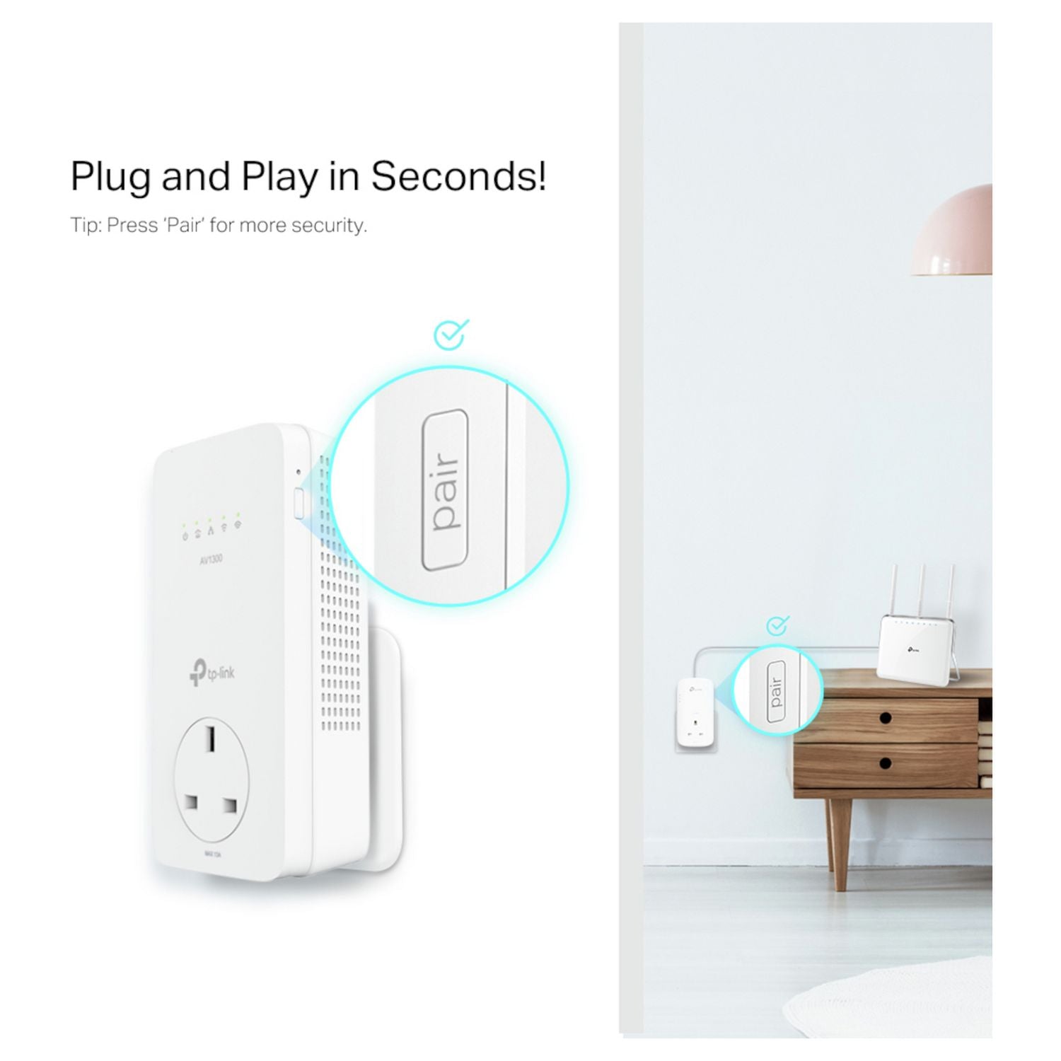 TP-Link AV1300 Powerline Wi-Fi Booster kit - British product