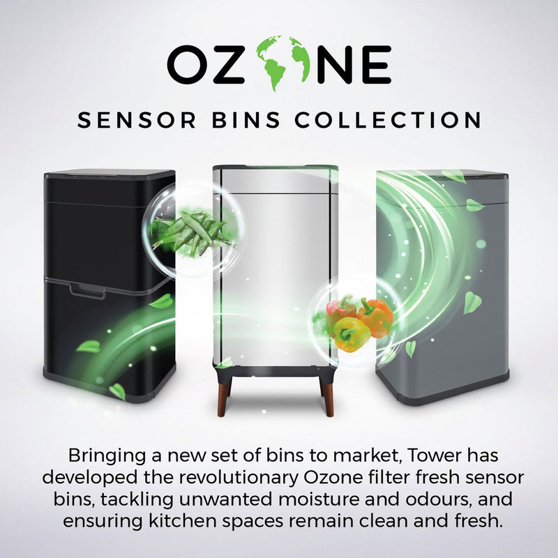 Tower 65 litre sensor bin in grey - British product