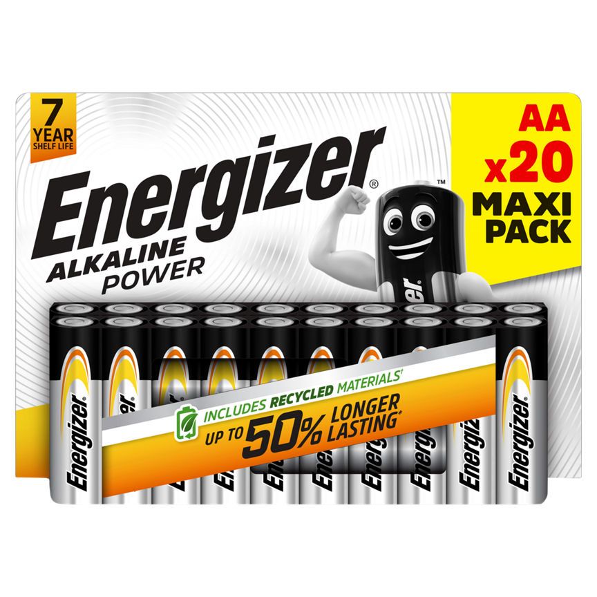 Energizer Alkaline Power AA Batteries, 20 Pack GOODS ASDA   