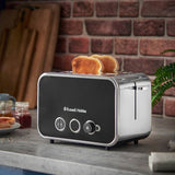 Russell Hobbs Luna 2 slice toaster black silver, imported from the UK