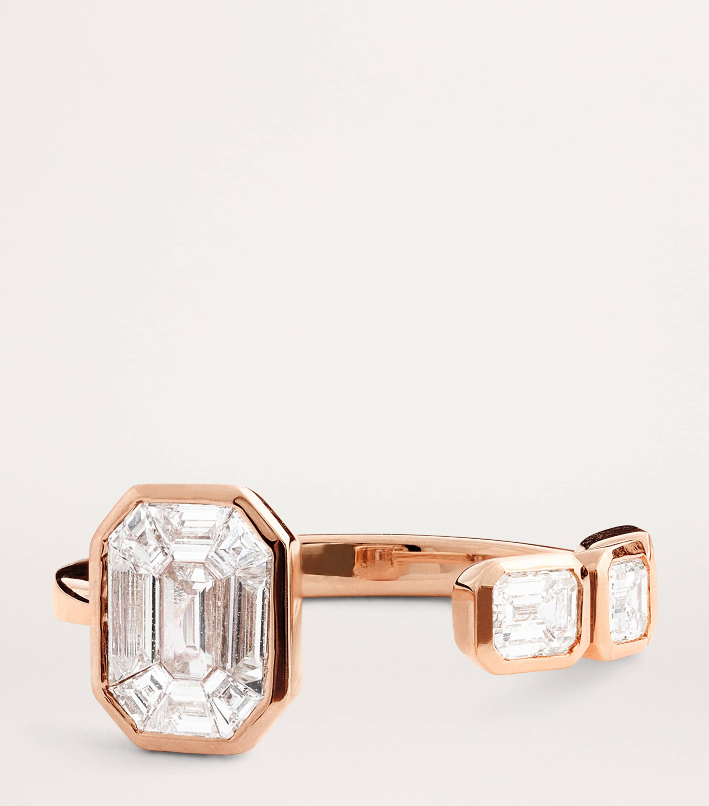 SHAY rose gold diamond east/west floating ring (British brand)