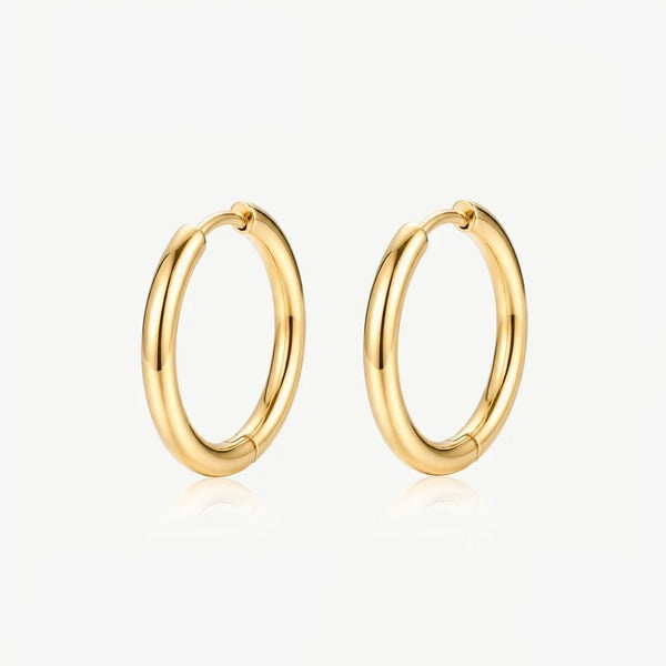 MUCHV gold solid hoop earrings 20mm - British product
