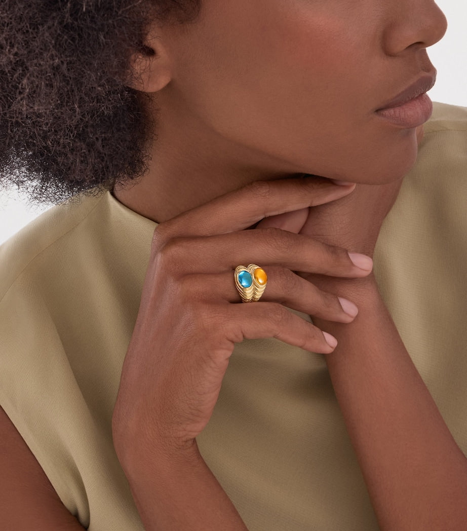 Bvlgari yellow gold topaz quartz ring - (British brand)