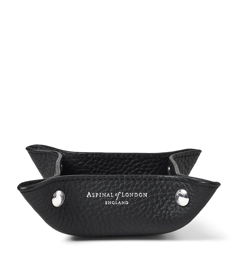Aspinal Of London mini grained leather tidy tray 9.5cm x 9.5cm - British product
