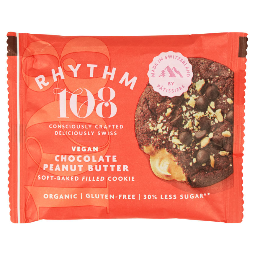 Rhythm 108 Vegan Chocolate Peanut Butter Soft-Baked Filled Cookie 50g GOODS ASDA   