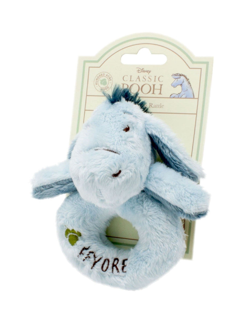 Rainbow Designs Eeyore comfort blanket and ring rattle set, imported from the UK