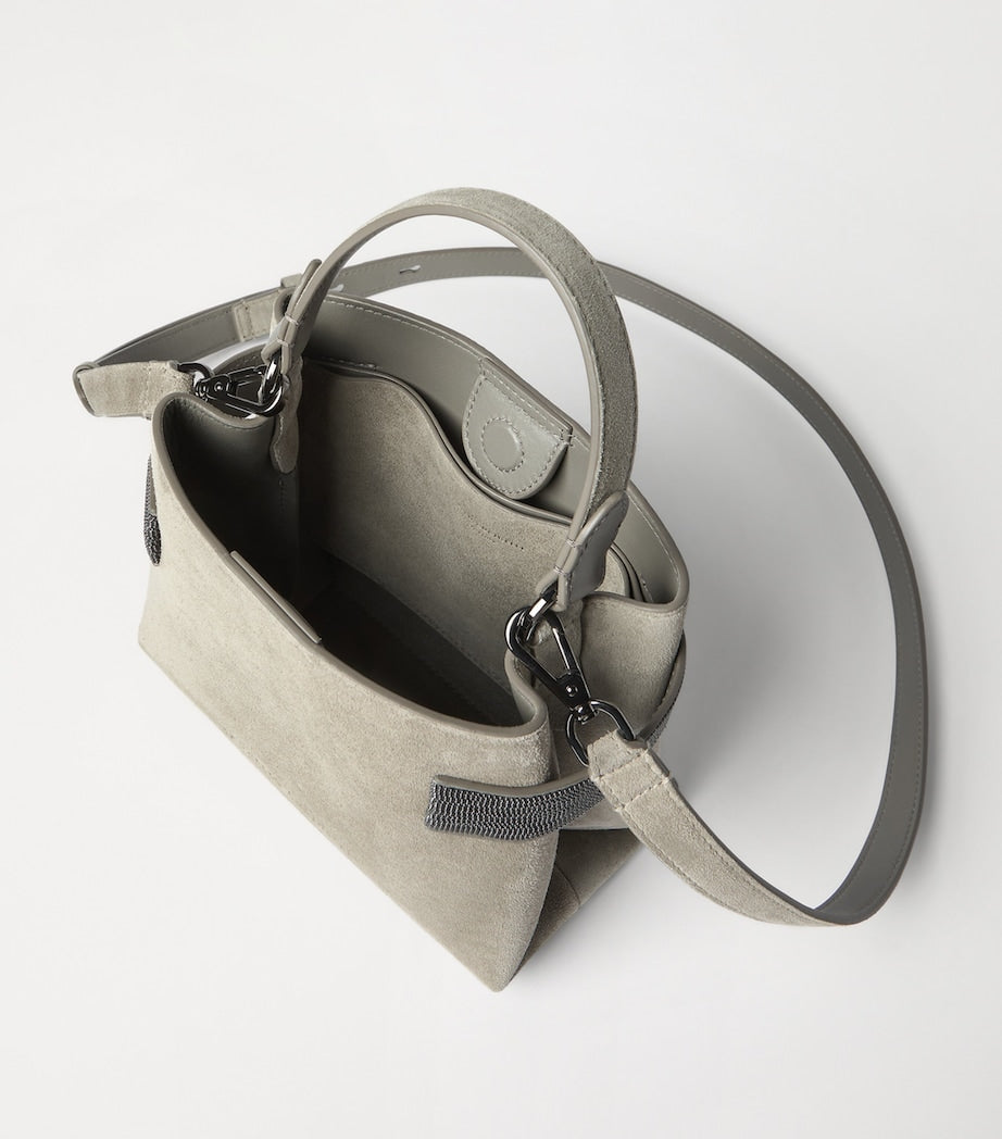 Brunello Cucinelli small suede essence top-handle bag, UK version