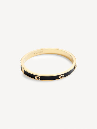 COACH Schwarz/Gold Signature Emaille Armreif Armband