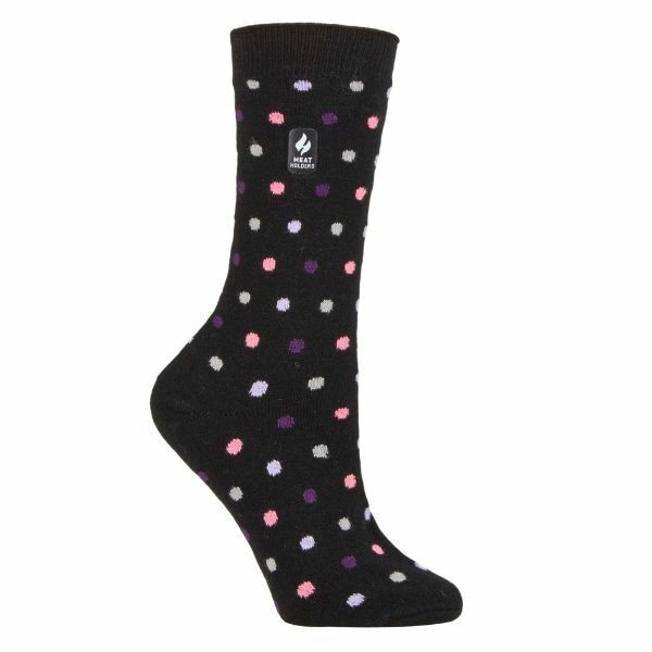 Heat Holders Ladies Ultra Lite Thermal Dress Socks 4-8 UK GOODS Superdrug Black/ Purple (Nicosia)  