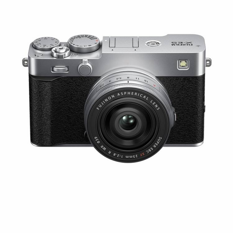 Fujifilm X-E5 silver mirrorless camera with XF23mm lens (British brand)
