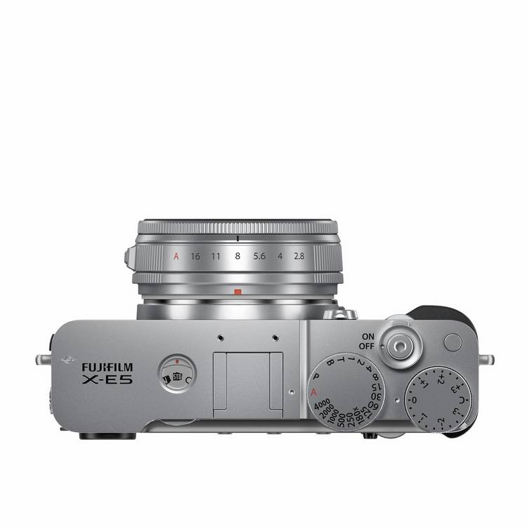 Fujifilm X-E5 silver mirrorless camera with XF23mm lens (British brand)