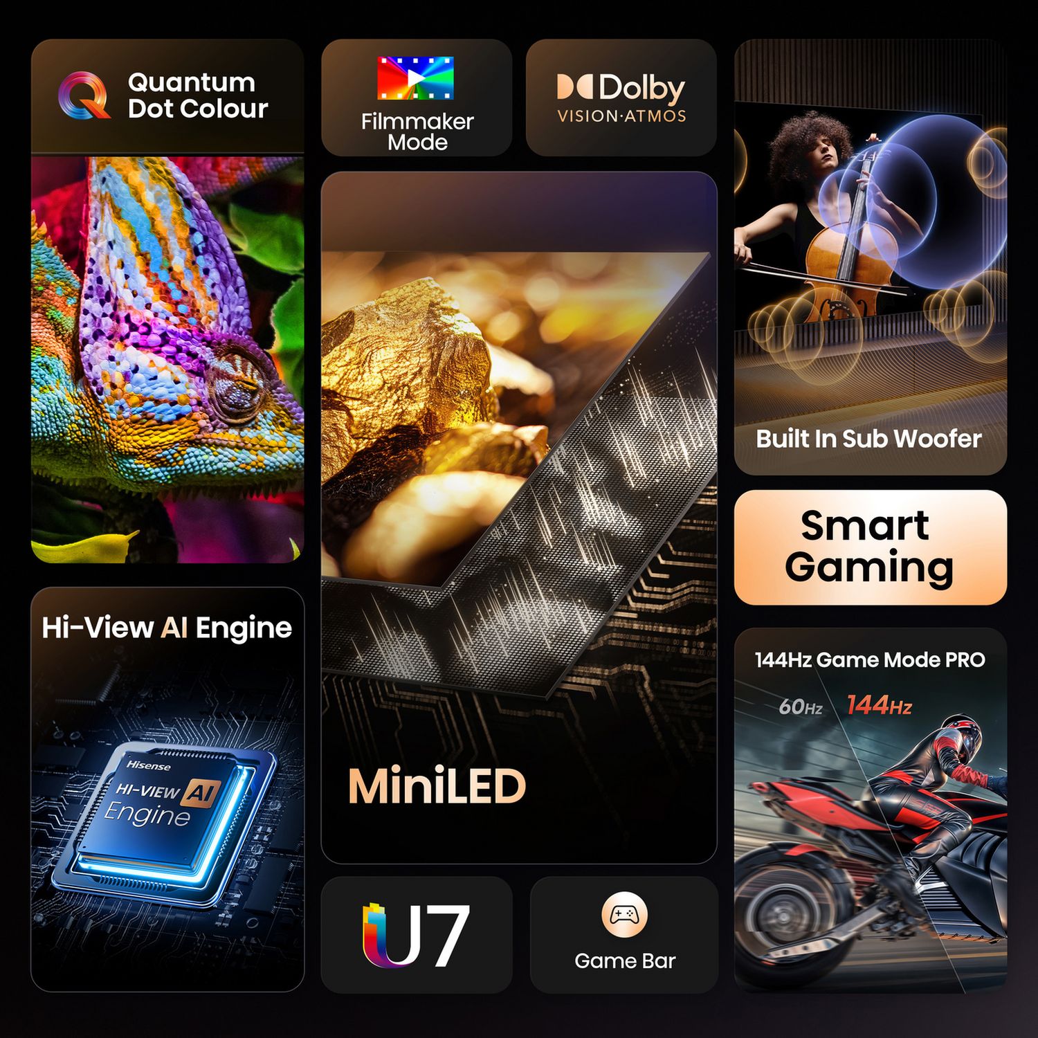 Hisense Smart TV 65U7QTUK 65 inch (British brand)