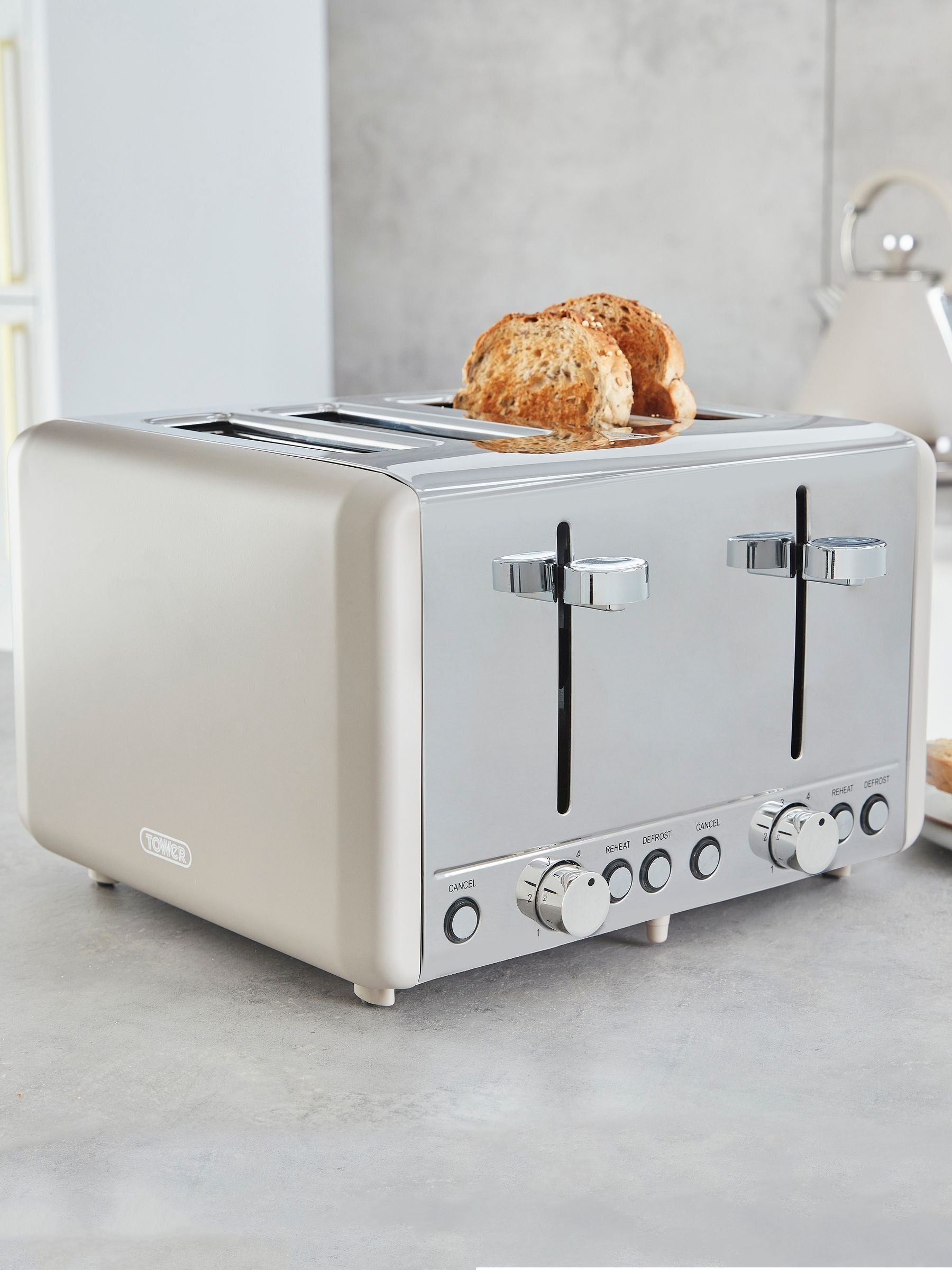 Tower Cream Cavaletto 4-slice toaster - British product