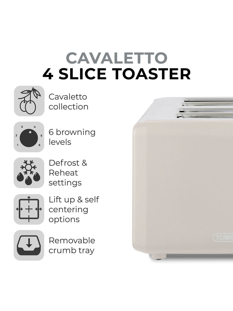 Tower Cream Cavaletto 4-slice toaster - British product
