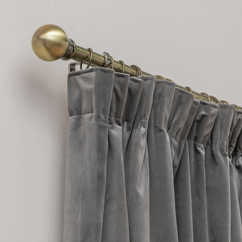 Argos Home Velvet Stripe Blackout Pencil Pleat Curtains - Grey - 168x183cm