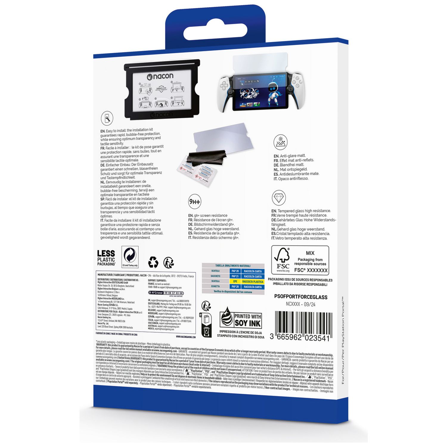 Nacon tempered glass screen protector for PlayStation Portal (British brand)