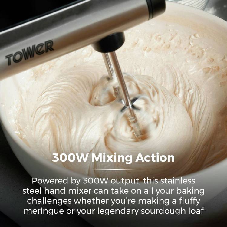 Tower 300W hand mixer stainless steel attachments (British brand)