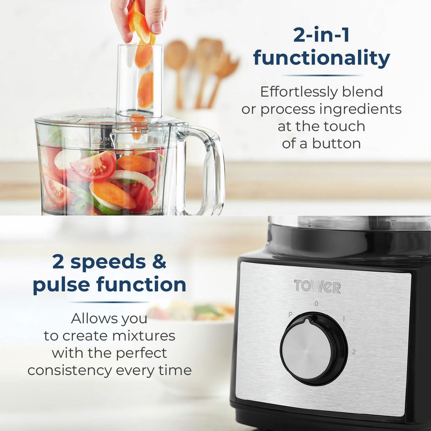 Tower T18008BLK food processor 2L bowl (British brand)