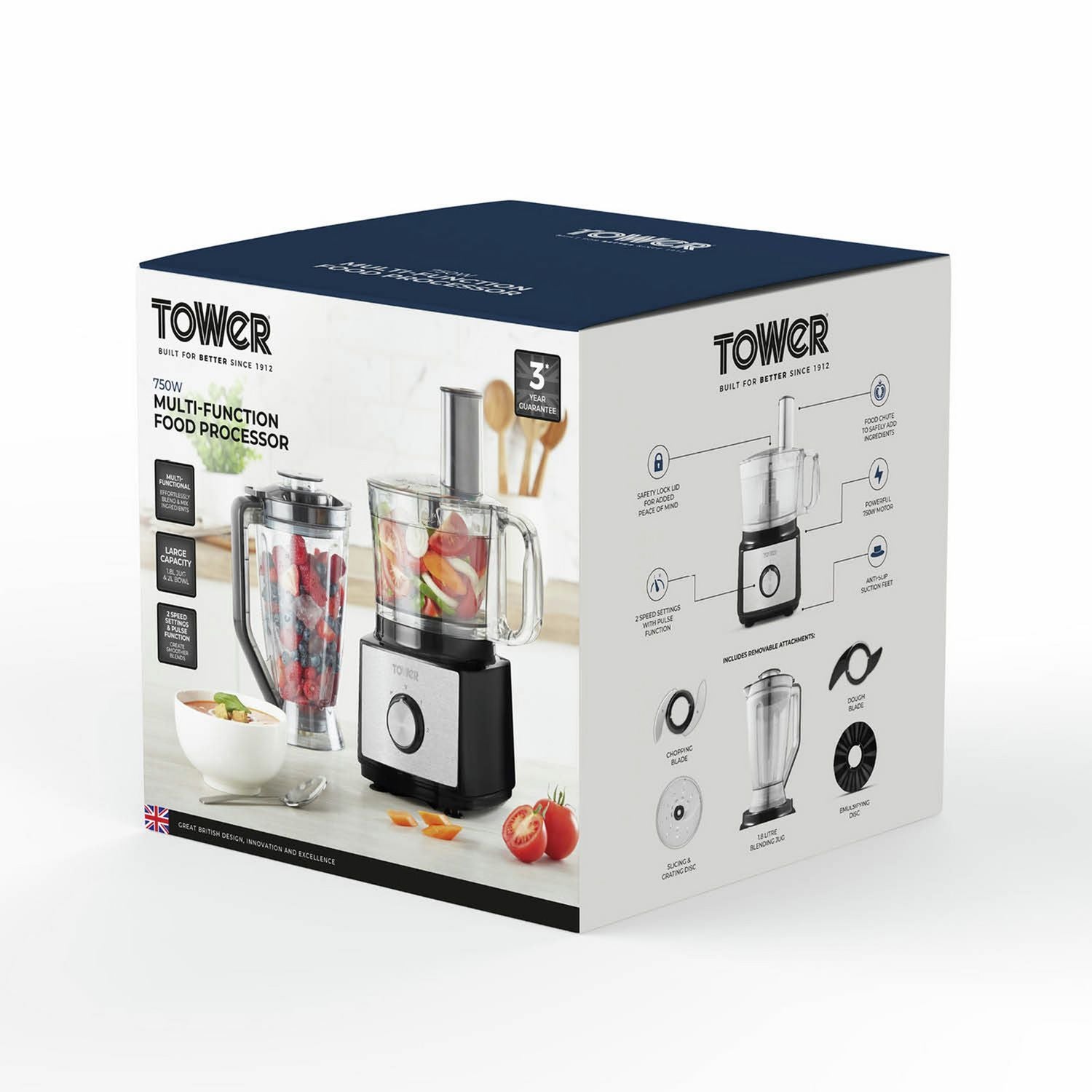 Tower T18008BLK food processor 2L bowl (British brand)