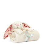 Jellycat Blossom Bunny blankie with strawberry ears, 56cm x 70cm, UK version