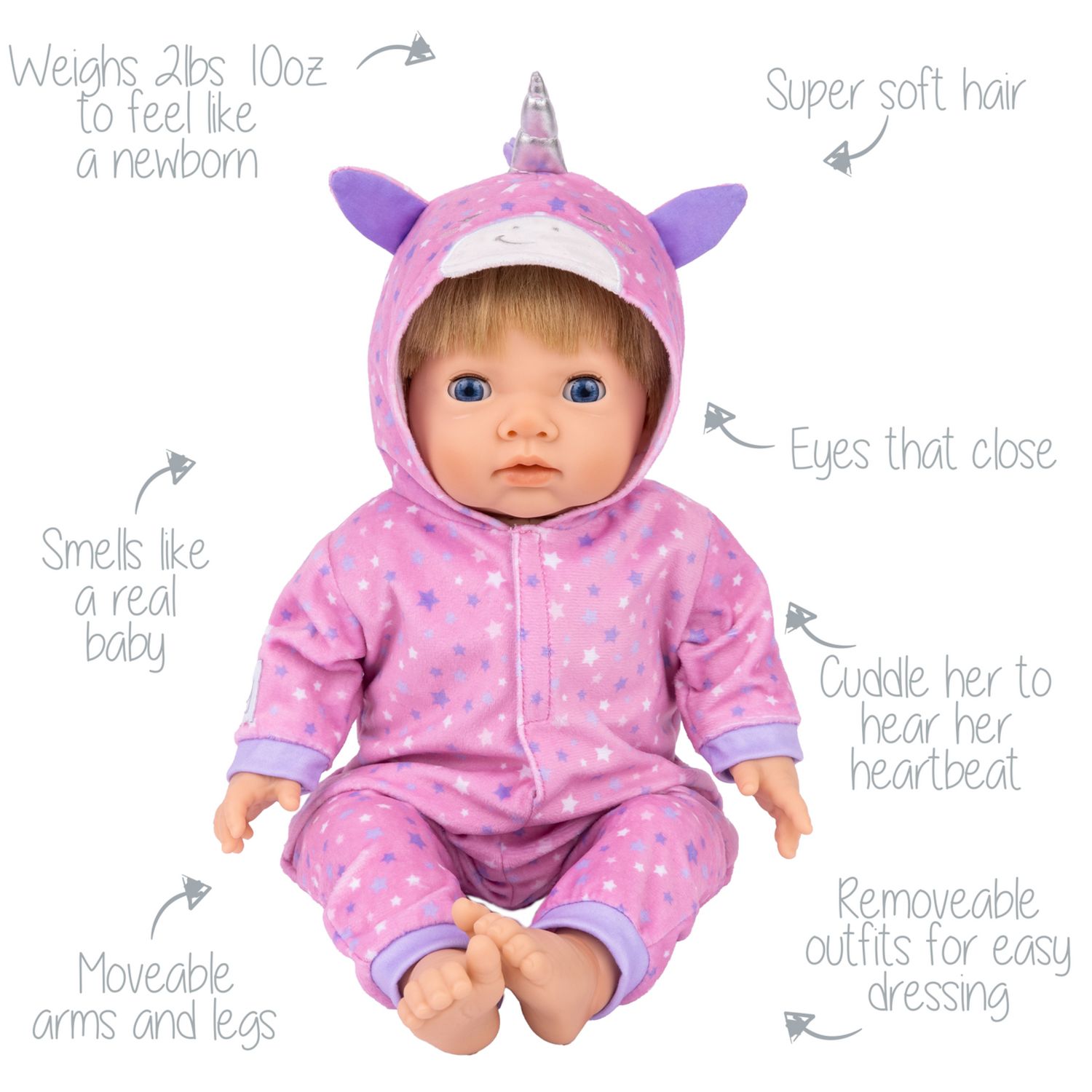 Tiny Treasures Sleepy Unicorn Set reborn doll 44cm, UK version
