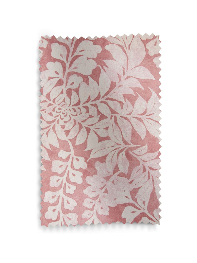 Roaming Leaf A4 wallpaper sample in raspberry pink (British brand)