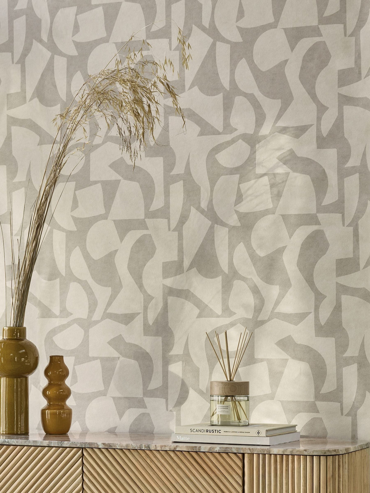 Soft Minimal geometric wallpaper A4 sample (British brand)