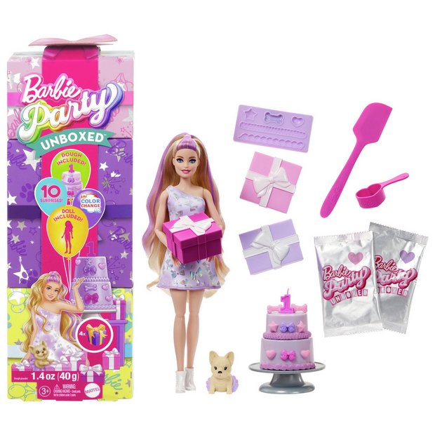 Barbie Party Unboxed Pet Birthday doll with accessories - British product