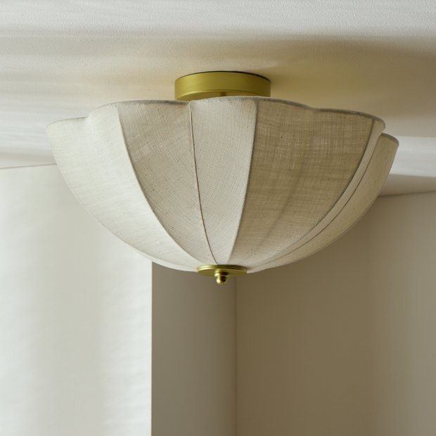 Argos Home scalloped uplighter flush ceiling light natural, UK version