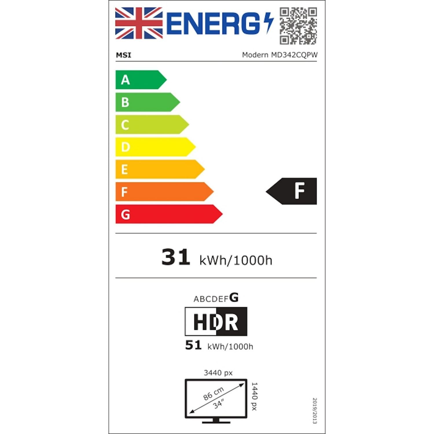 MSI Modern MD342CQPW 34in monitor, UK version