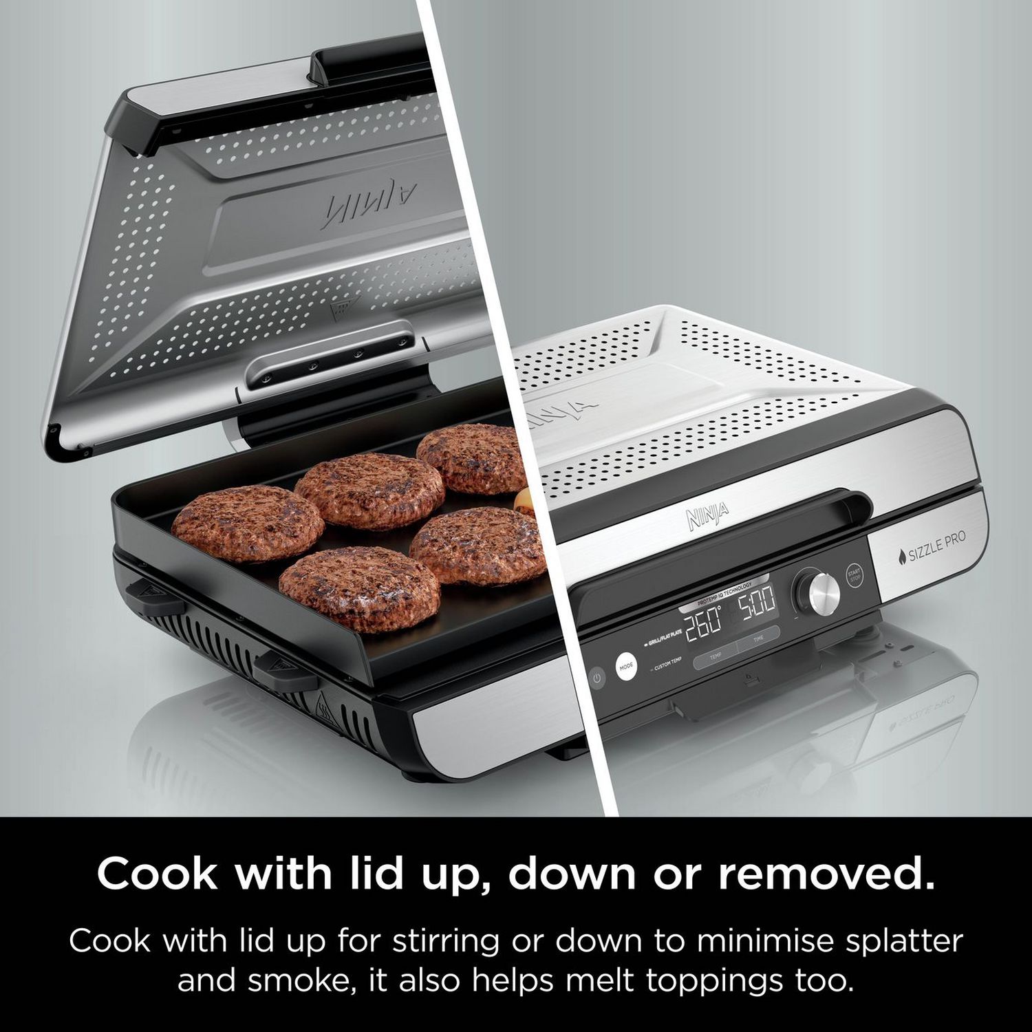 Ninja Sizzle Pro XL Health Grill with grill and flat plates (British brand)