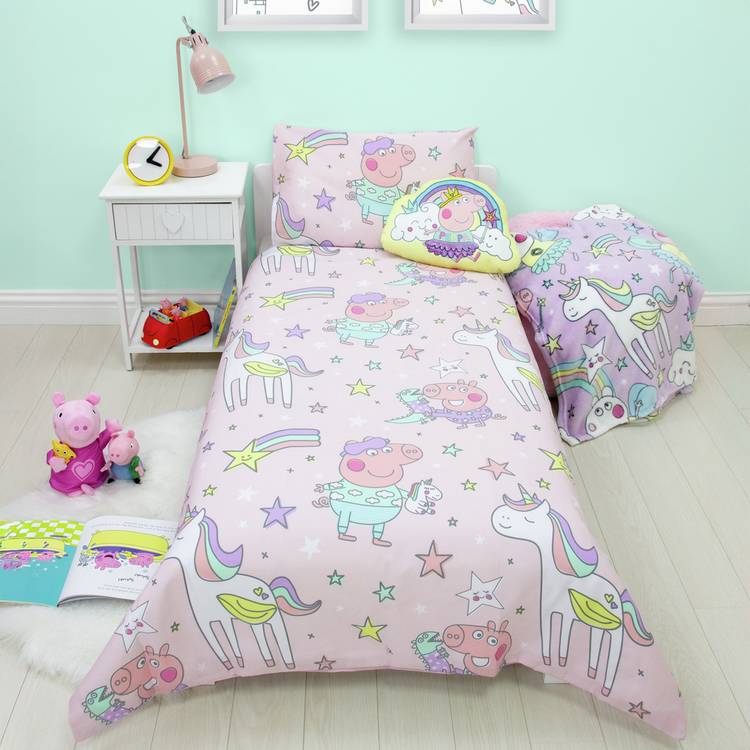Peppa Pig toddler bedding set pink reversible (British brand)