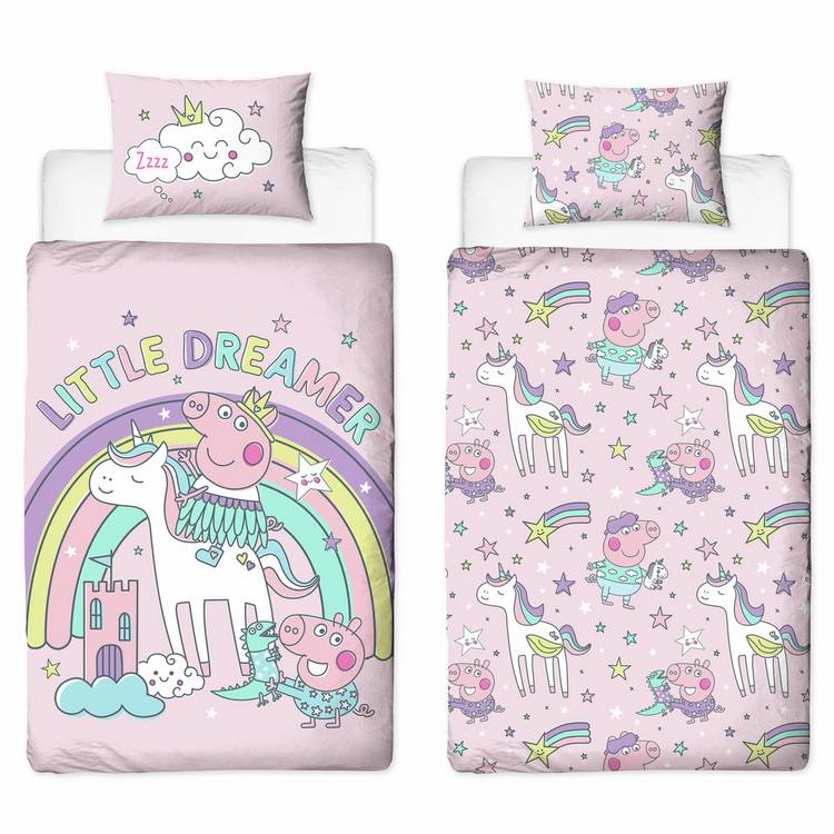 Peppa Pig toddler bedding set pink reversible (British brand)