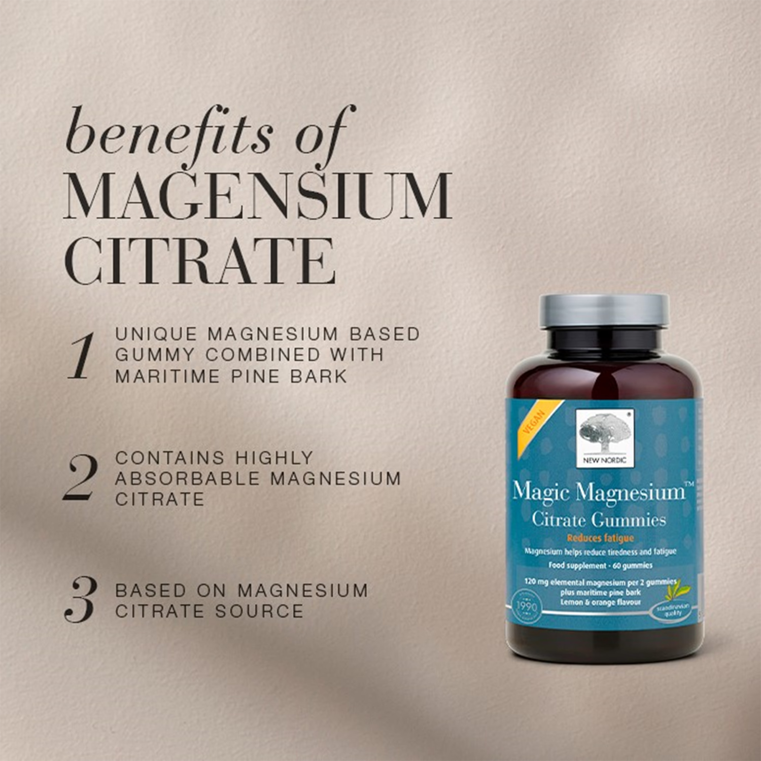 New Nordic magnesium citrate gummies 60 count (British brand)