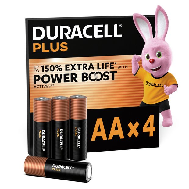 Duracell Plus Powerboost AA batteries pack of 4 (British brand)