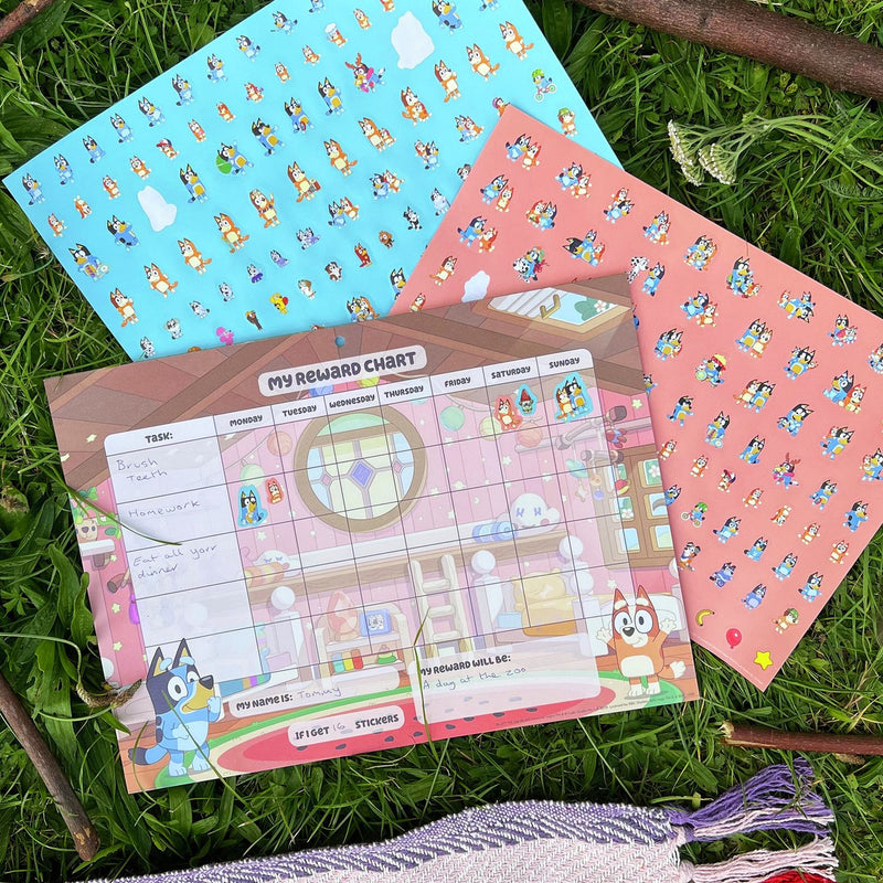 Bluey reward chart sticker sheets - British product