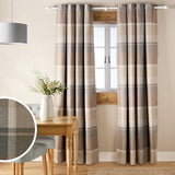 Argos Home blackout eyelet curtains neutral check 117x137cm, imported from the UK