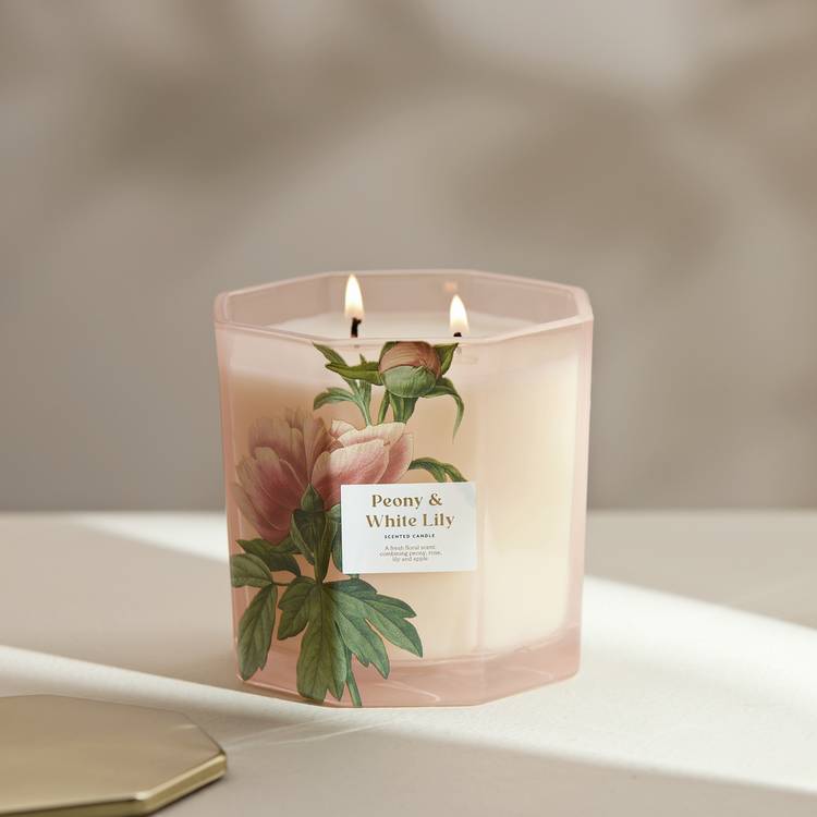 Argos Home multiwick candle peony and white lily 11cm, imported from the UK
